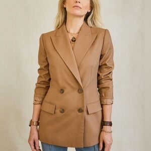 Vintage 1980’s Lord & Taylor Tan Pure Wool Lined Blazer Oversized Size 4